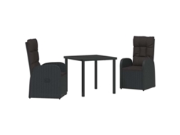 Maison Exclusive - Conjunto De Jantar Para Jardim Com Almofada 3 Pcs Preto Vime Pe