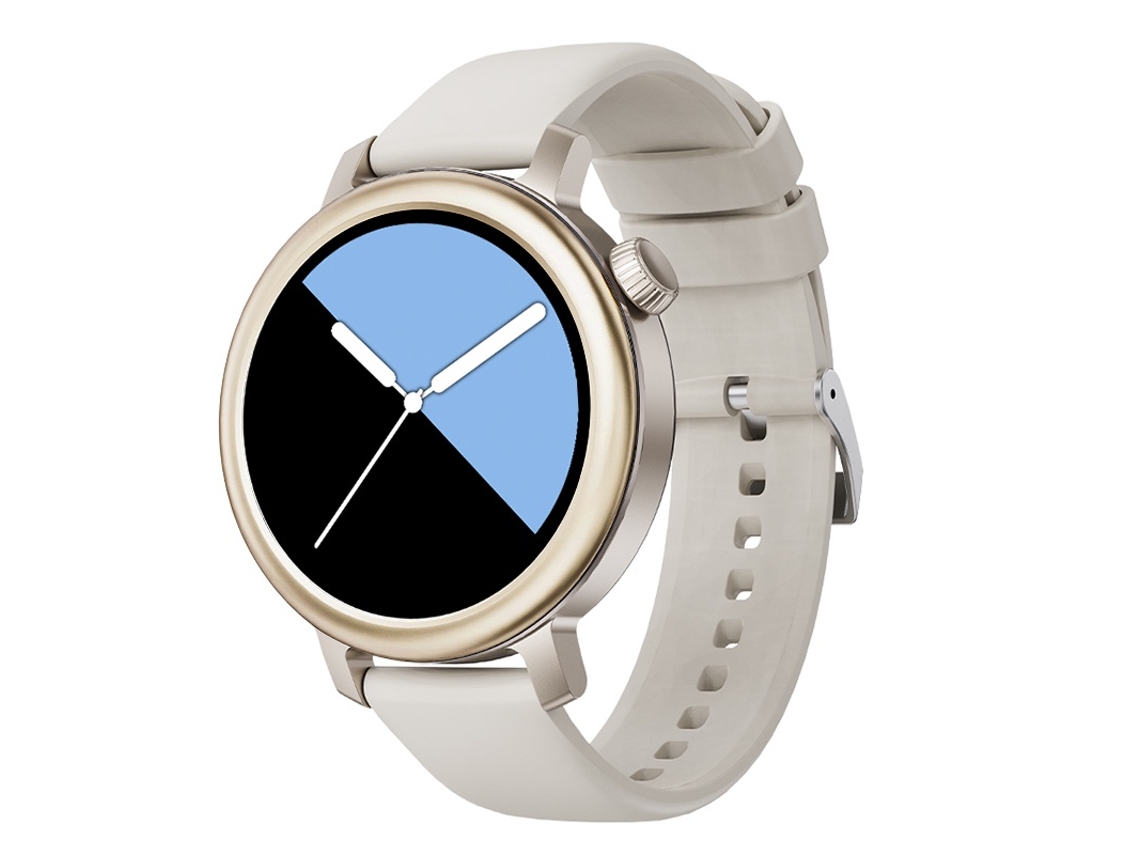 Smartwatch T77 Com Tela Amoled De 1,32", Ip68, Bluetooth 5.2, Monitor De Frequência Cardíaca E Atividades Físicas, Com Coroa Giratória (bege
