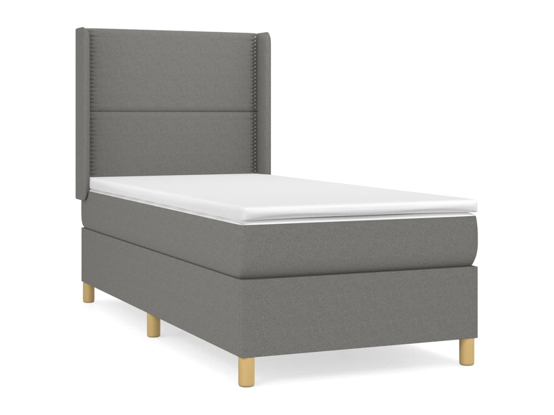 Cama com Molas e Colchão Tecido Cinzento Escuro MAISON EXCLUSIVE (90x200 cm)