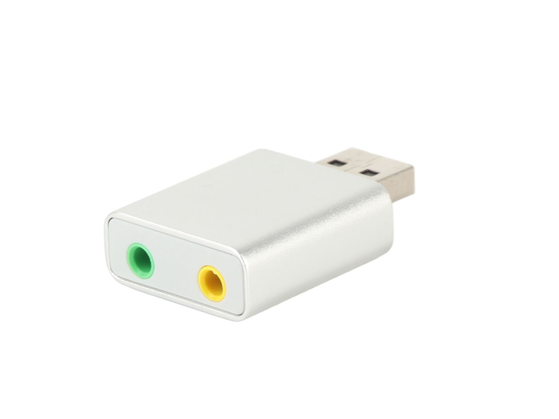 7.1 Canal Adaptador De Áudio Estéreo Usb 2.0 Para 3.5mm Placa De Som Com Microfone Alto-falante Prata