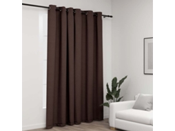 Vidaxl Cortina Opaca Aspeto Linho C/ Ilhós 290x245cm Cinza-acastanhado