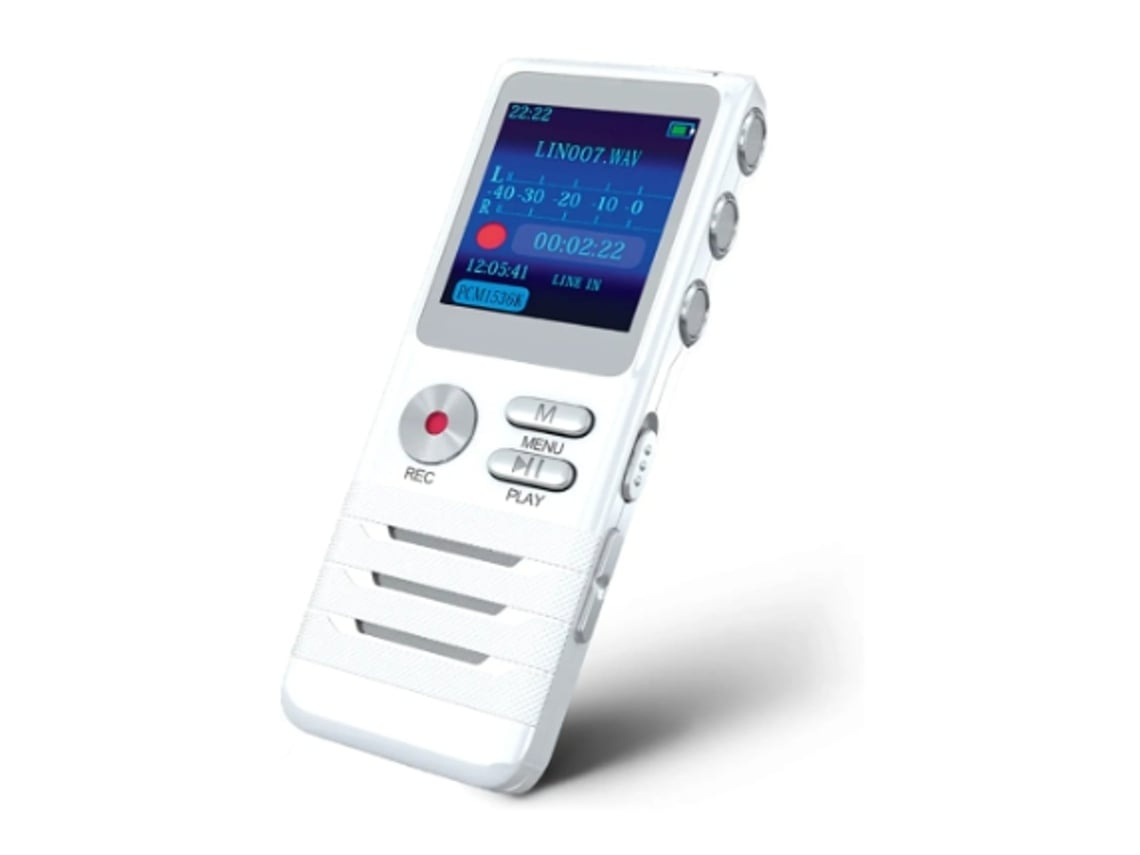 Lurelia Gravador De Voz Portátil 8gb Com Usb, Ativação Por Voz, Microfone Duplo Para Conversas - Branco