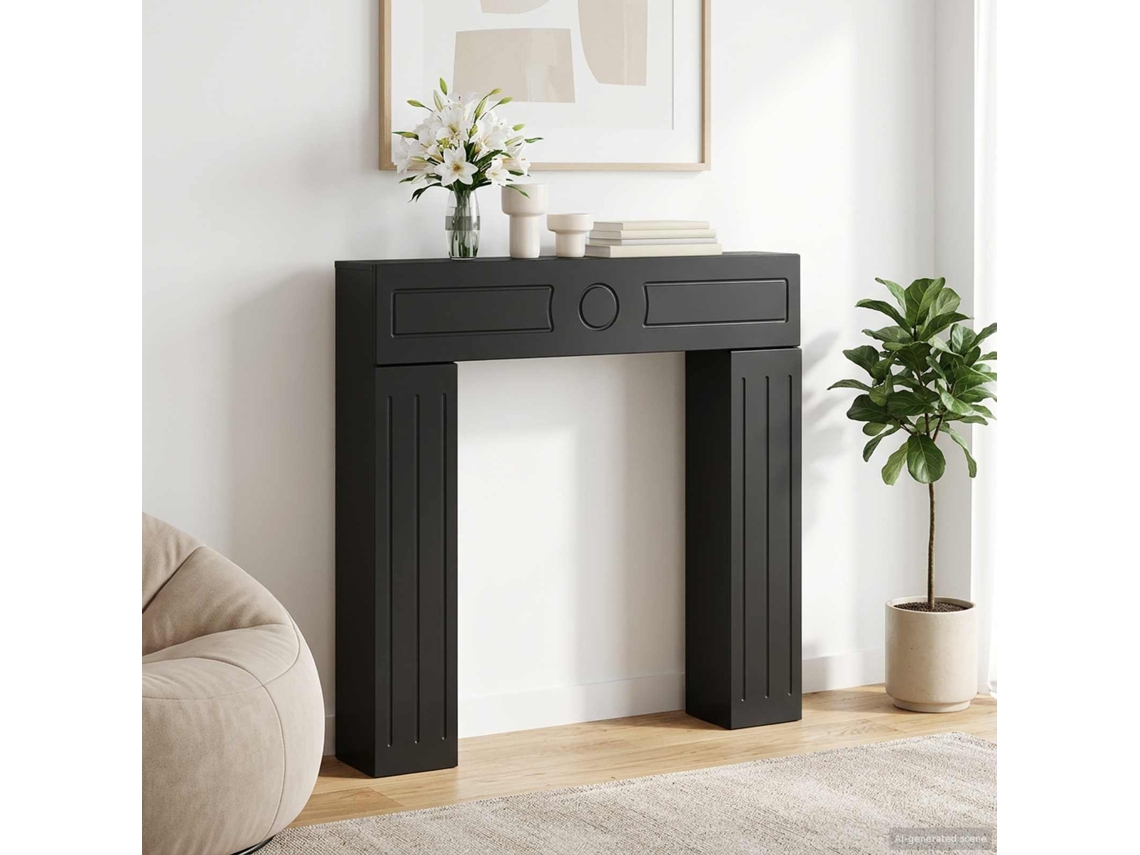 Vidaxl Moldura De Lareira Preto 102 X 18 X 100,5 Cm