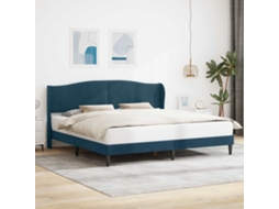 Vidaxl Estrutura Da Cama Com Cabeceira Azul 180 X 200 Cm Veludo