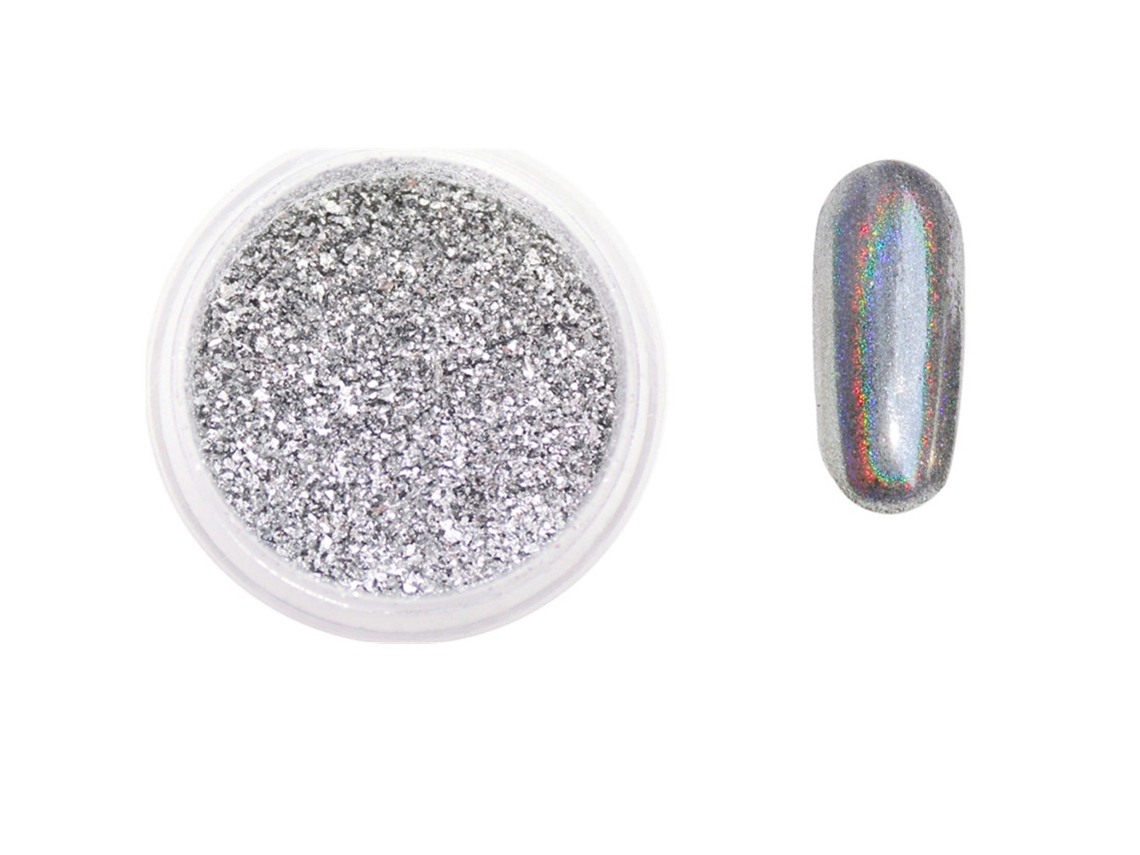 Polvo De Espejo Brillante Para Uñas Diy Decoración De Uñas Polvo Glitter Plata 001