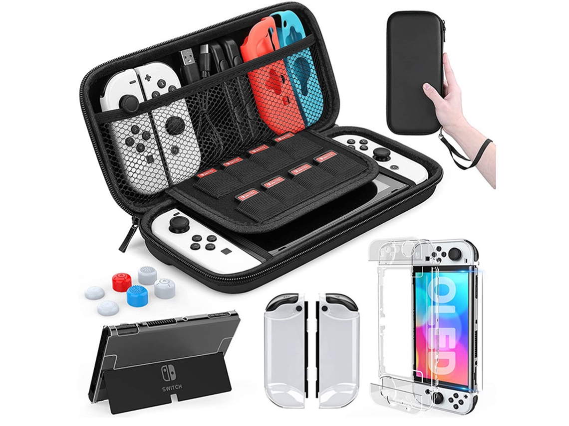 Capa OLED Nintendo Switch com acessórios