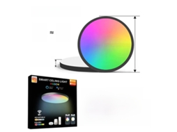 (preto) Luminária De Teto Inteligente De 24 W E 220 V, Controlada Por Aplicativo, Compatível Com Alexa E Google Home
