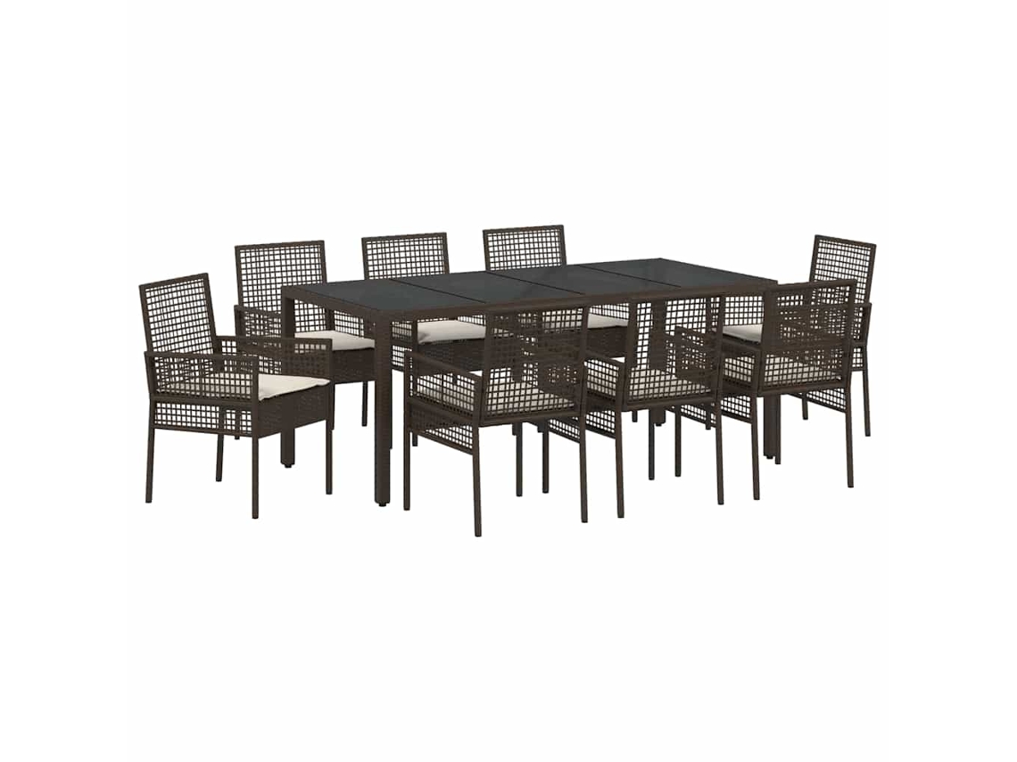 Maison Exclusive - Conjunto De Jantar Para Jardim 9 Pcs Castanho Vime Pe