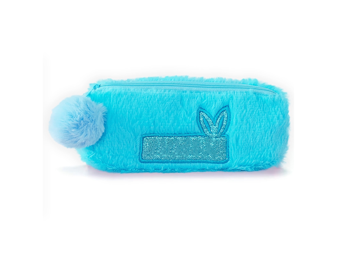 Estuche De Plumas De Peluche Grande Capacidad Cute Multiusos Azul Para Estudiantes