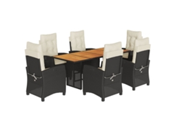 Conjunto de 7 Jantar para Jardim com Almofadões Vime Pe Preto MAISON EXCLUSIVE