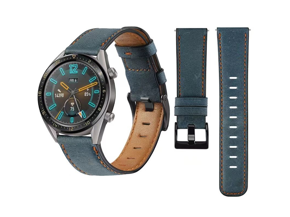 Bracelete Vintage Leather para TicWatch C2 Azul