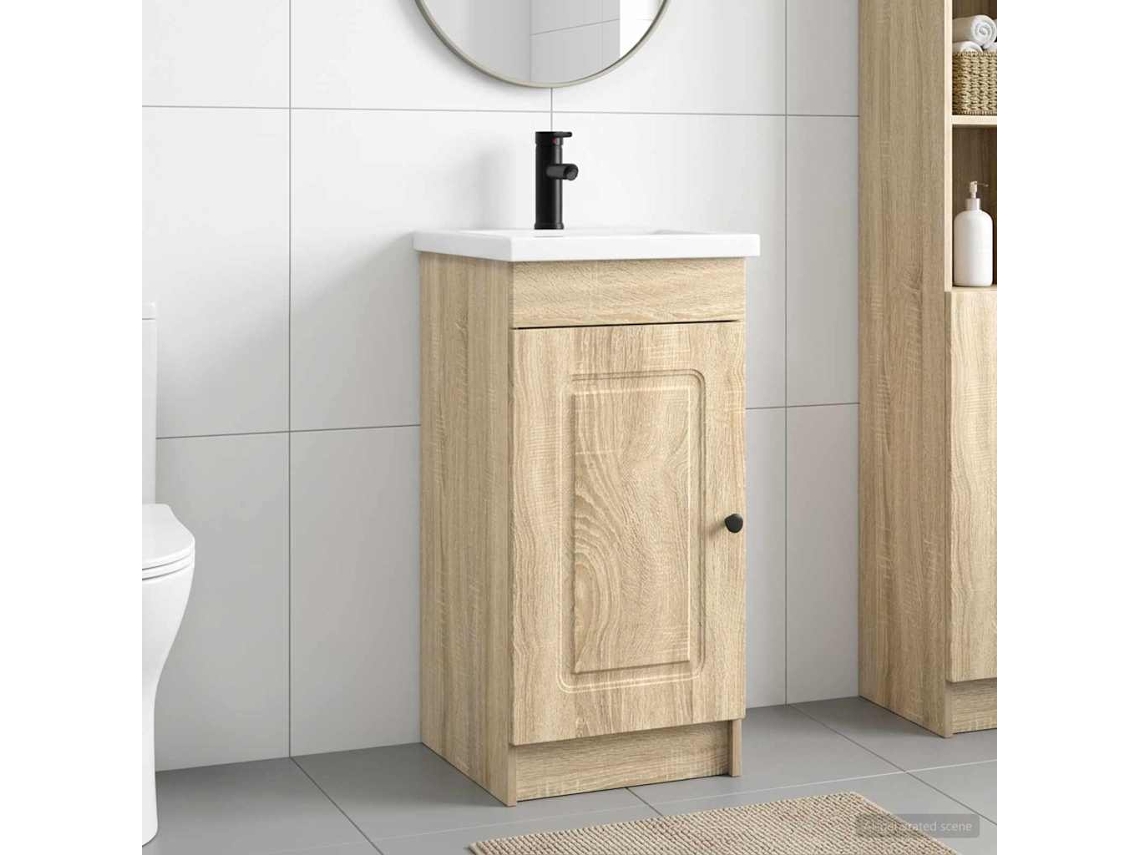 Vidaxl Gabinete De Banheiro Com Pia Carvalho Sonoma 42 X 40 X 84,5 Cm