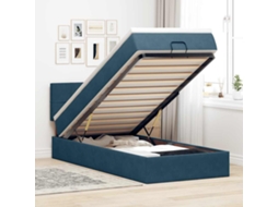 Vidaxl Cama Otomana Com Colchão Leds 80x200cm Veludo Azul-escuro