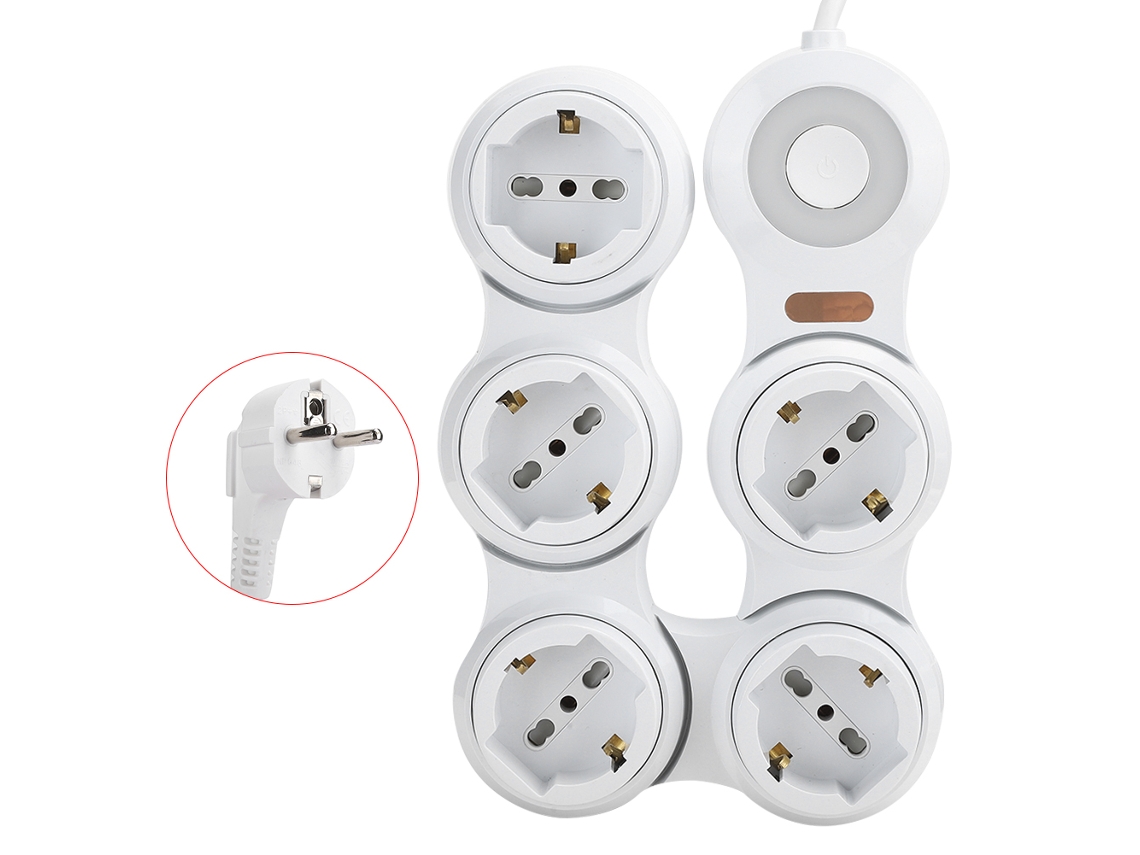 Aetheria tomada de Energia com 5 Tomadas Concavas 10a, Indicador de Energia, Proteção Contra Surto e Infantil