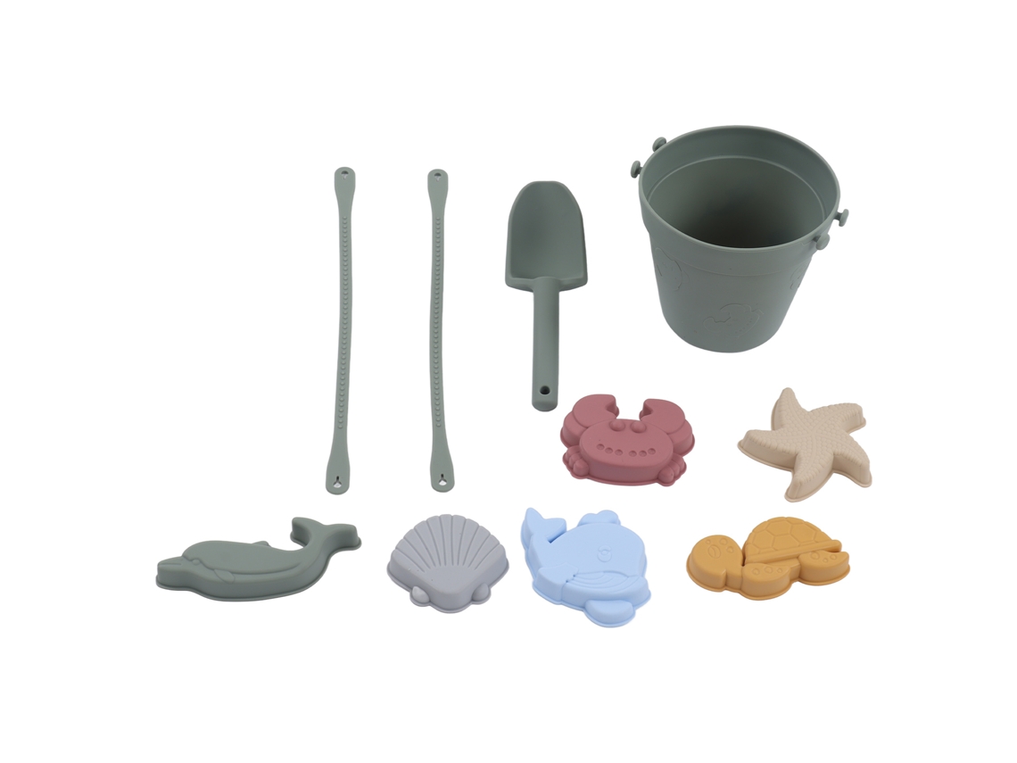 Primerox conjunto de Brinquedos de Praia de Silicone com Balde Pala Animais para Bebê e Crianças