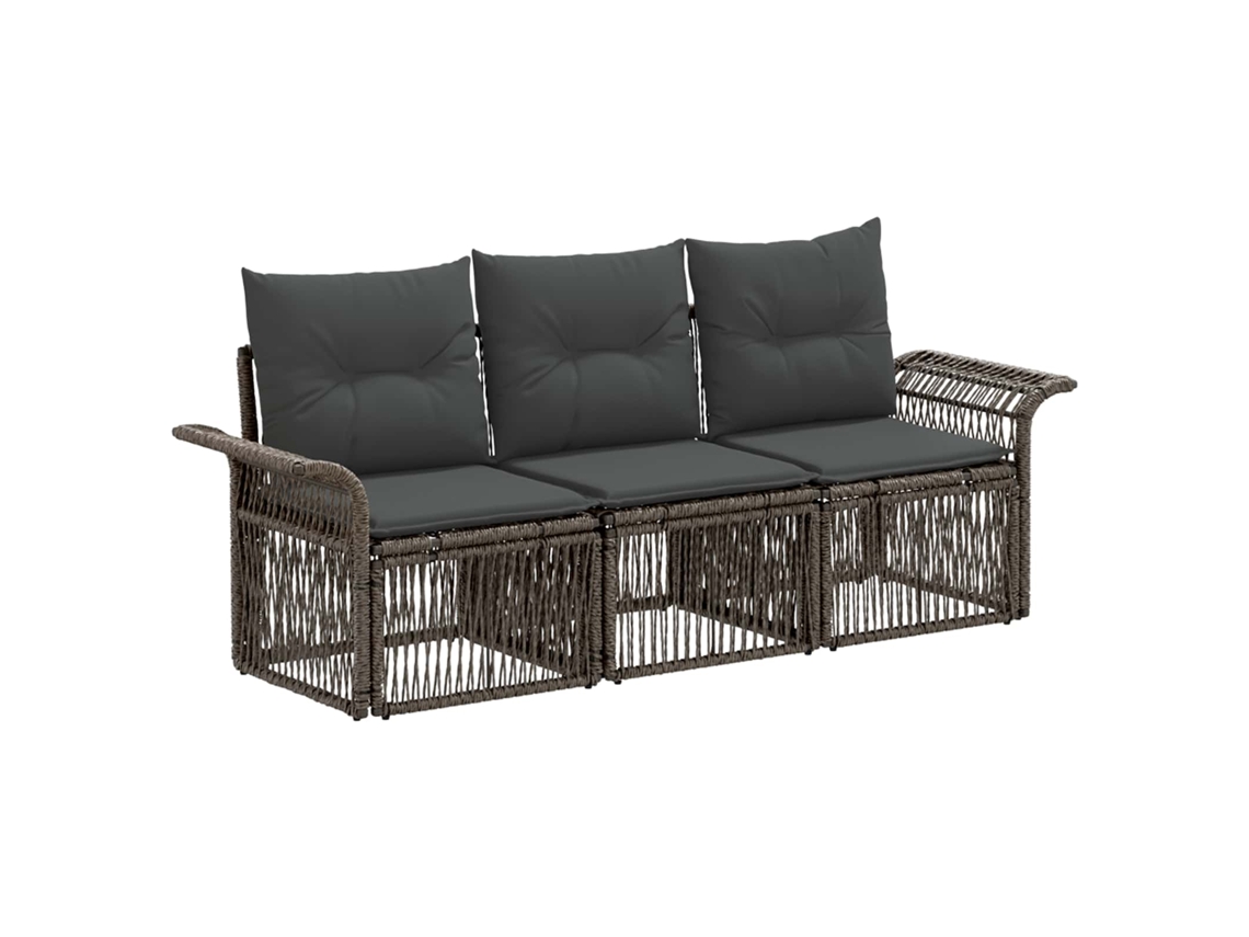Vidaxl Conjunto De Sofá De Jardim 3 Pcs Cinzento Vime Pe