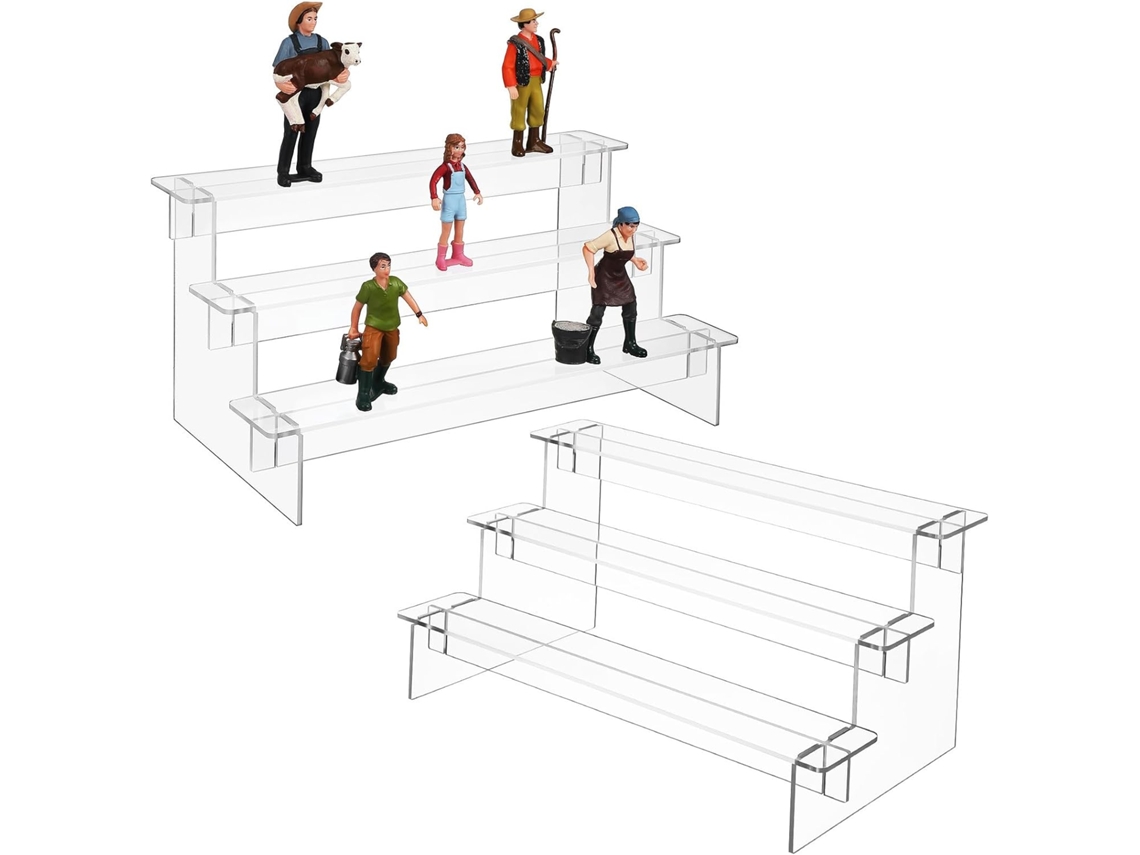 Suporte De Acrílico 3 Níveis, Design Escalonado, Suporte Estável Para Figuras De Ação E Armazenamento Joias, Pacote Com