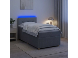 Vidaxl Cama Box Spring Com Colchão E Led Cinzento-claro 90 X 190 Cm