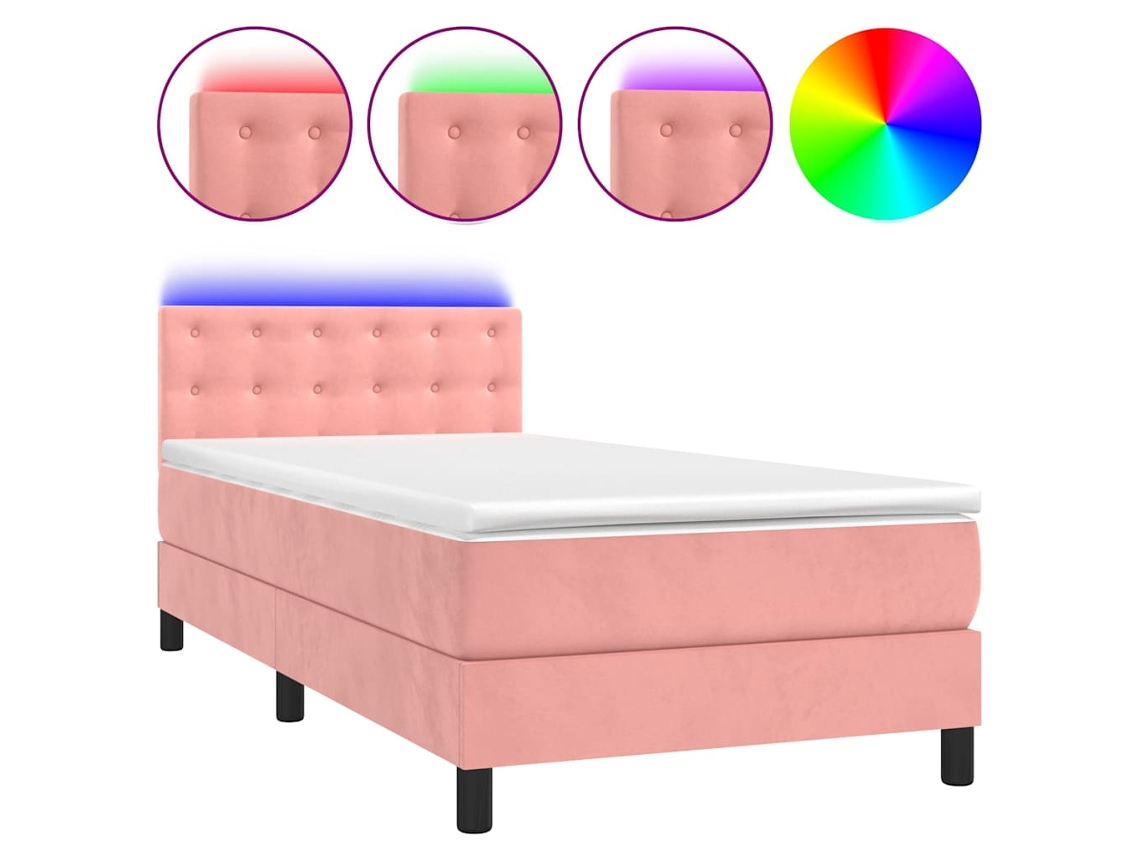 Box Spring Bed, Box Spring Beds Vidaxl Cor-de-rosa Veludo (90 X 190 Cm)