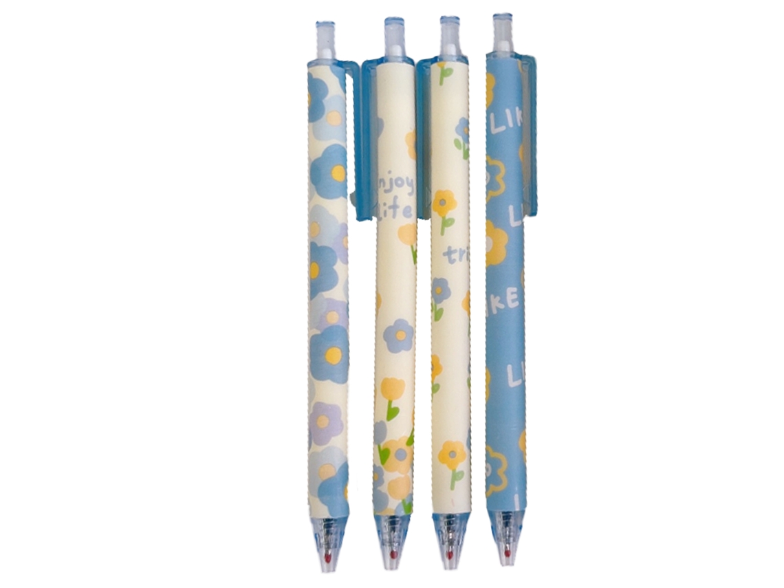 Canetas Esferográficas 4 Unidades Canetas Coloridas Confortáveis para Escrever Tinta Preta Estilo 4