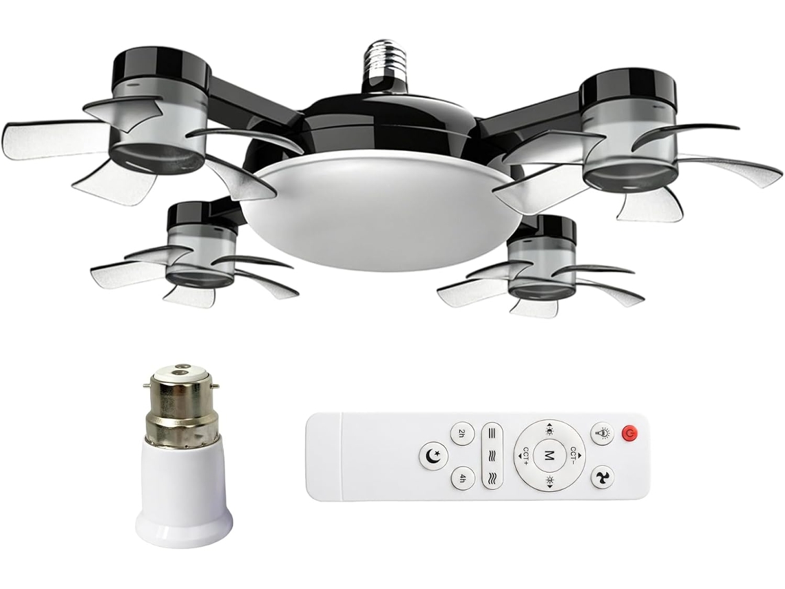 Ventilador De Teto Com Luz, Controle Remoto, Soquete E27, Silencioso