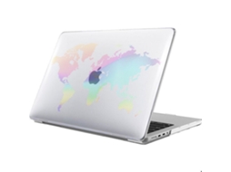 Capa Protetora Macbook Air 13 Polegadas Transparente Padrão De Mapa Múndi Rígida Brilvibera