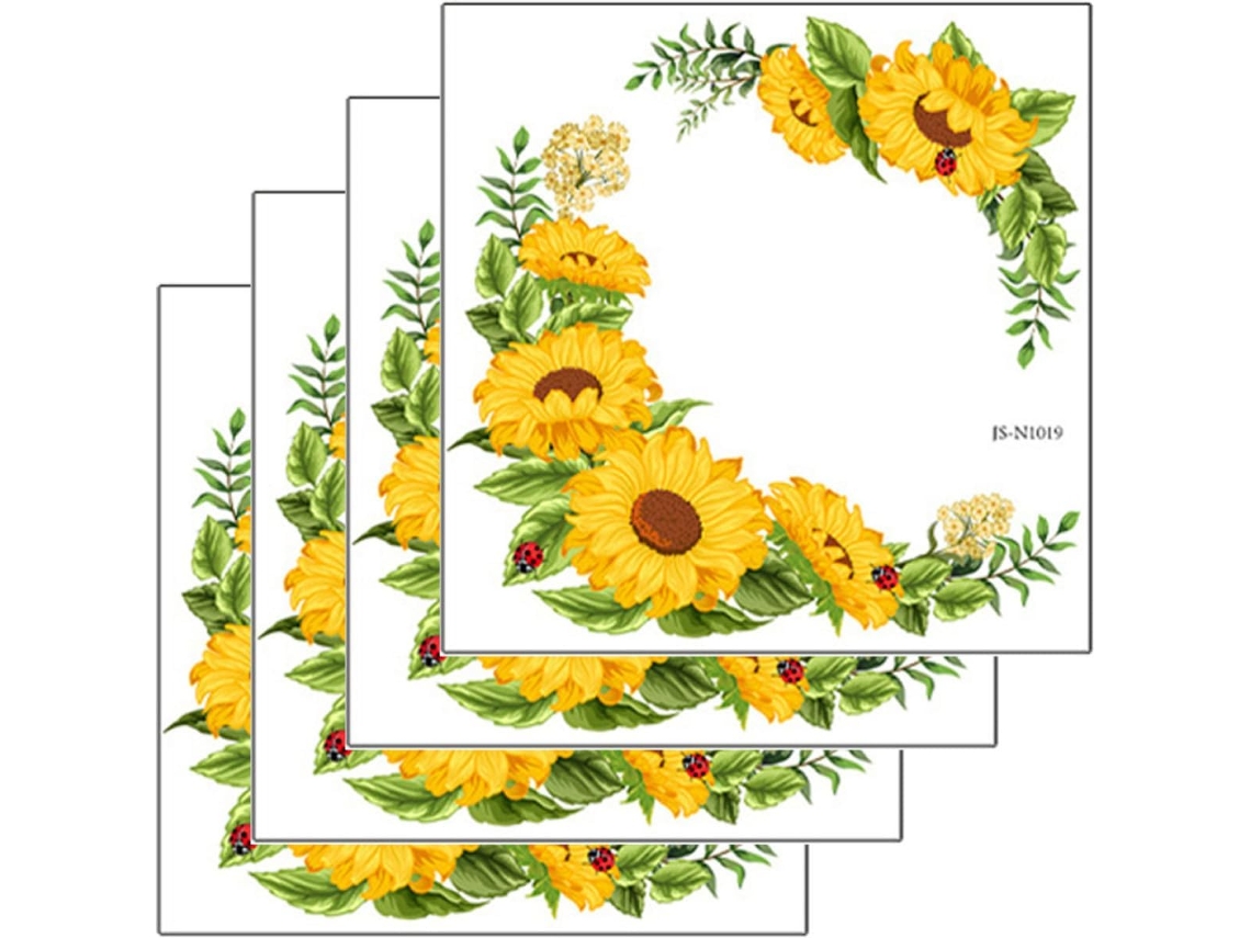Adesivos De Parede De Girassol, 4 Peças, Pvc, Decorações Fáceis De Remover.