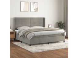 Vidaxl Cama Com Molas/colchão 200x200 Cm Veludo Cinzento-claro