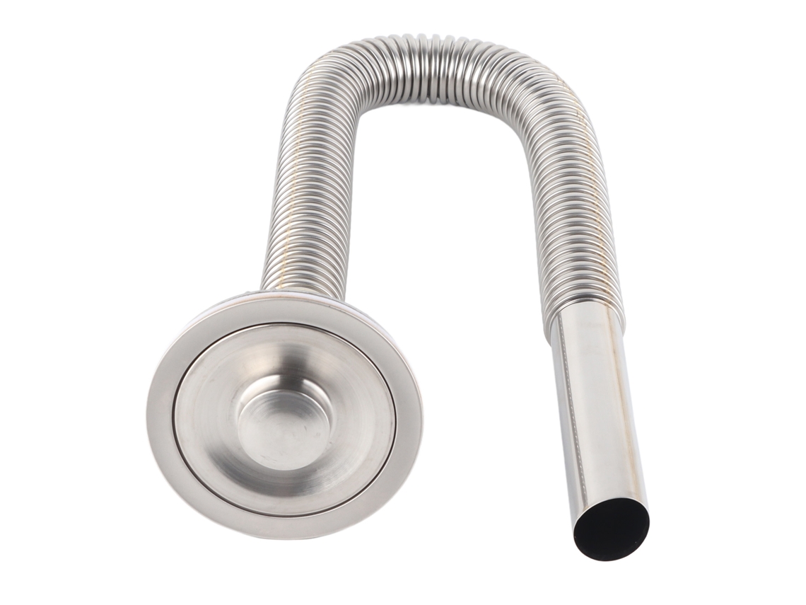 Tubo de drenagem de pia de cozinha em aço inox com capa decorativa e anel desodorizante | S/MARCA