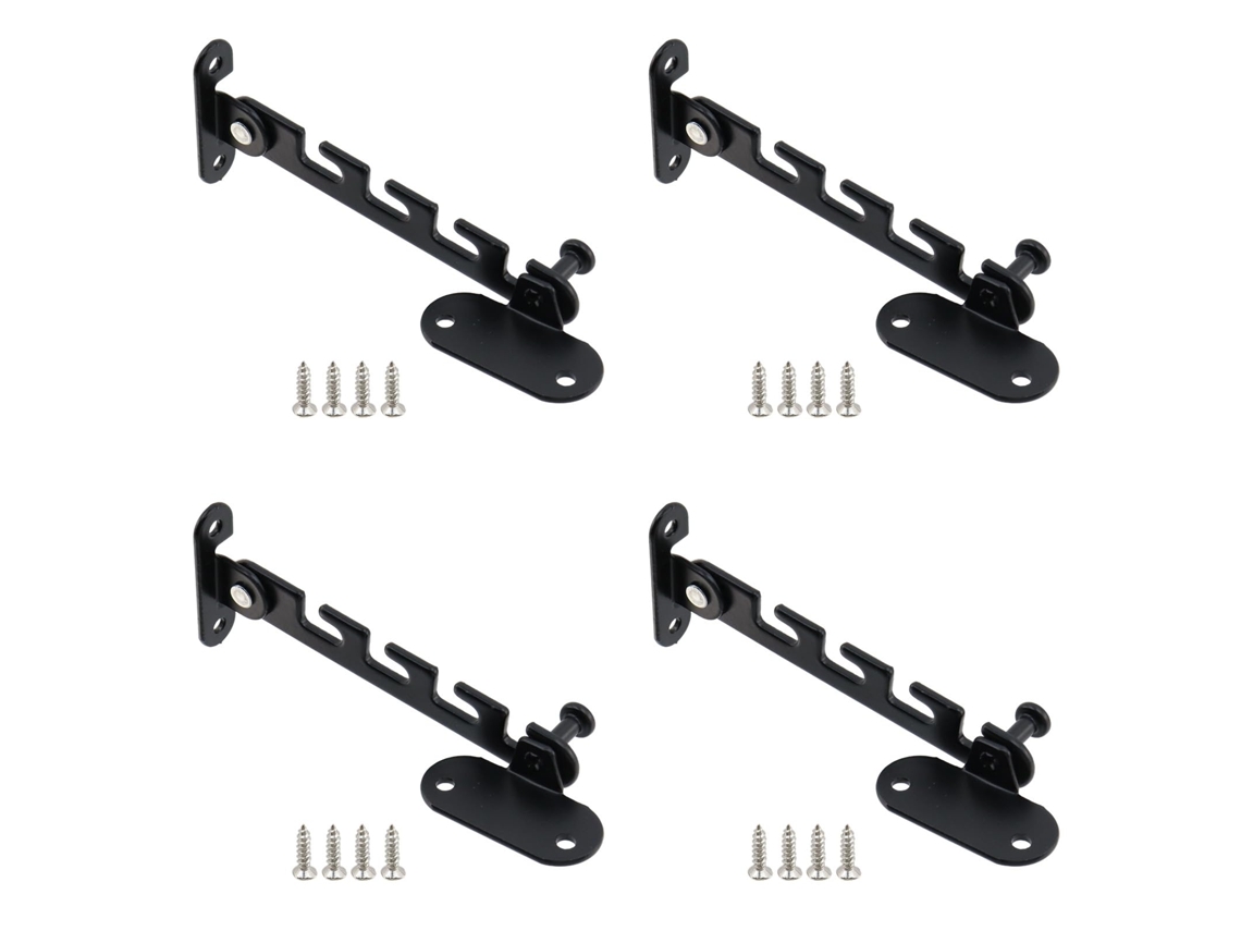4 Limitadores de Janela em Aço Carbono Preto, Gancho Ajustável, com Parafusos, 105mm/4.13 Polegadas, Compatível com Janelas Diversas
