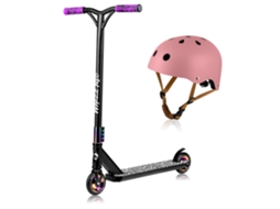 Trotinete de Freestyle para Crianças LIONELO Whizz Neo Guiador Largo Rodas Flexíveis Leve Antiderrapante Abec 9 Capacete Preto