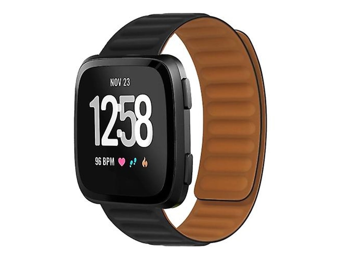 Pulseira Magnética De Silicone 20 Mm, Compatível Com Fitbit Versa 4/ 3/ Sense 2, Preta