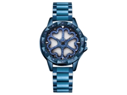 Relógio de Pulso Feminino Sanda Moda Casual Quartzo Pedras Rhinestones Azul