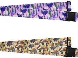 Conjunto De 2 Alças Bagagem Ajustáveis Em Roxo E Branco Com Flores Íris Homens Mulheres