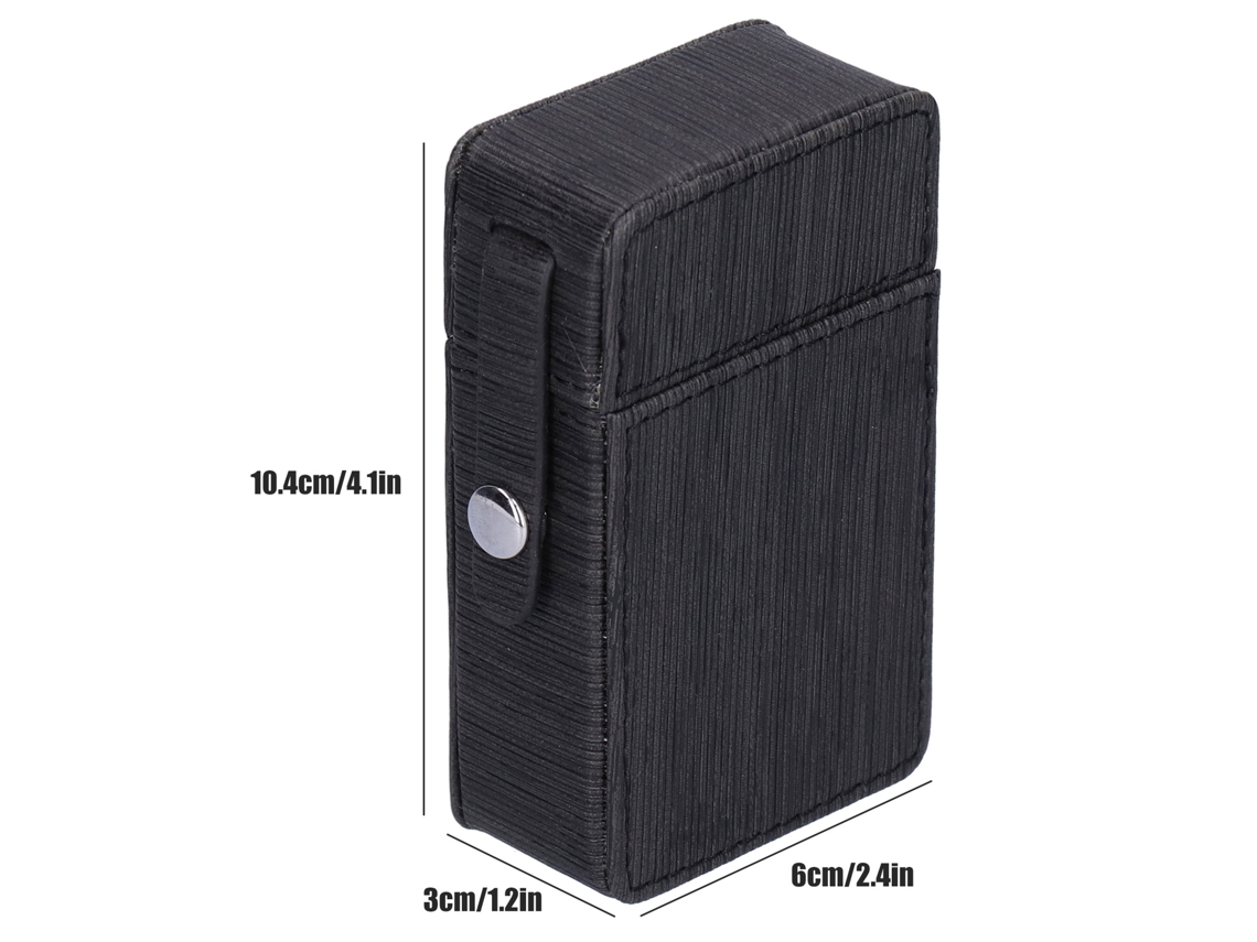 Striped Pu Leather Cigarette Case Portable Storage Organizer Black Eoocoo