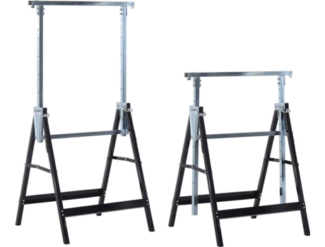 HomCom® Kit de 2 Andaimes pretos Aço 68x58x80-130cm