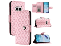 Capa De Celular Flip Em Couro Com Textura Rômbica E Cordão Para Nothing Phone 2a
