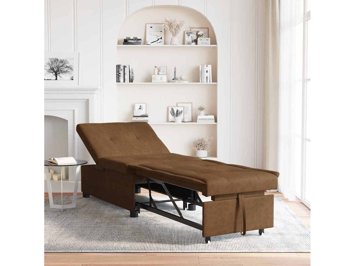 Vidaxl Sofá-cama Castanho 194 X 67 X 82 Cm Tecido Huahua