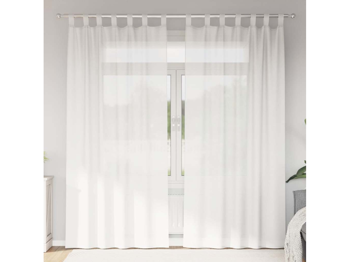 Vidaxl Cortinas De Voile Com Laços 2 Pcs Branco 140x245 Cm