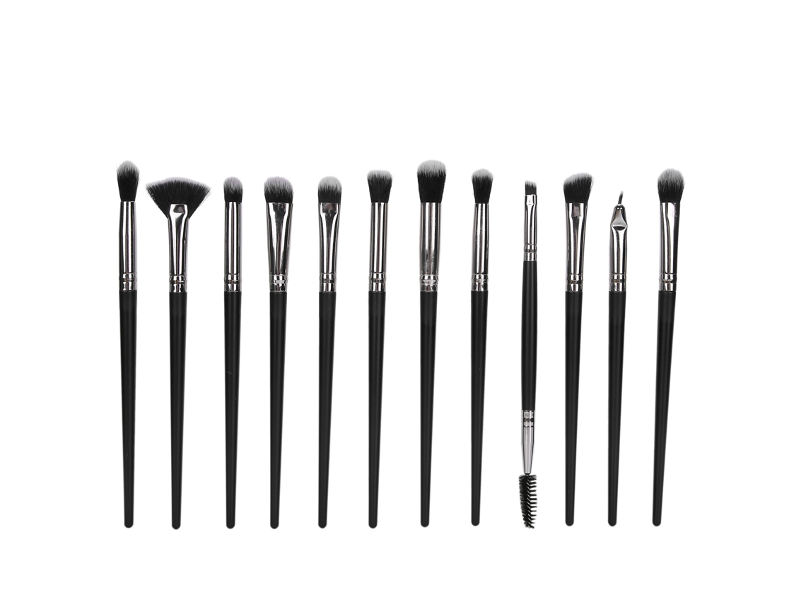 Set De 12 Pincéis De Maquiagem Para Base, Pó E Cílios