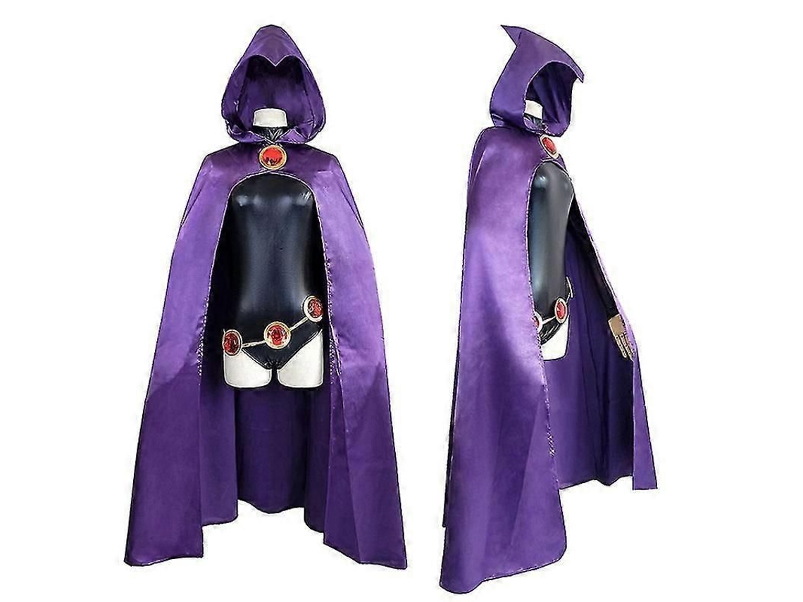 Traje De Raven Dos Jovens Titãs Com Capa E Corrente De Cinto Para Halloween E Cosplay L Traje E Peruca