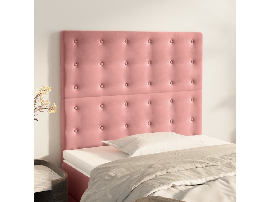 Cabecero de terciopelo de 2 piezas 90x5x78/88 cm rosa