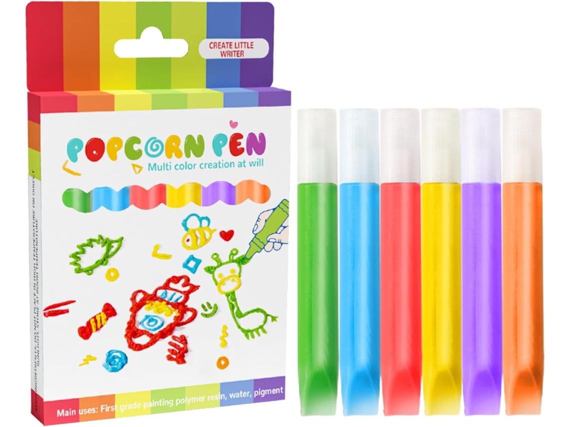 Canetas Marcadoras Jubilofex Para Crianças, Canetas De Bolhas, 6 Cores