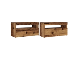 Conjunto de 2 Móveis de Tv com Luzes Led Derivados Madeira Madeira Velha