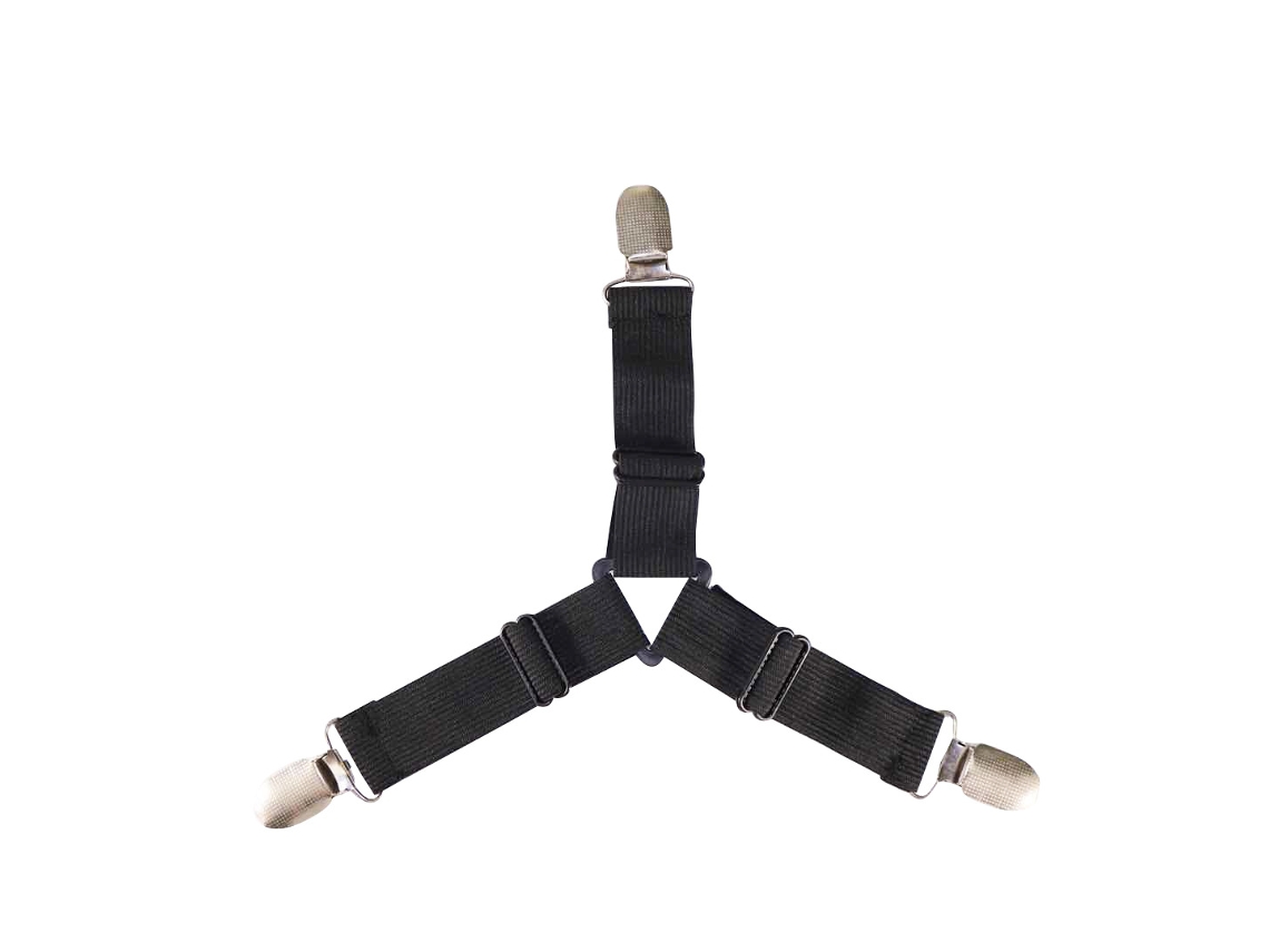 Lurelia Correias Para Lençol Preto 4 Peças Ajustável Elástico Triângulo Resistente Nylon Metal
