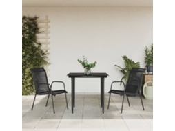 Vidaxl 3 Pcs Conjunto De Jantar Para Jardim Aço E Textilene Preto