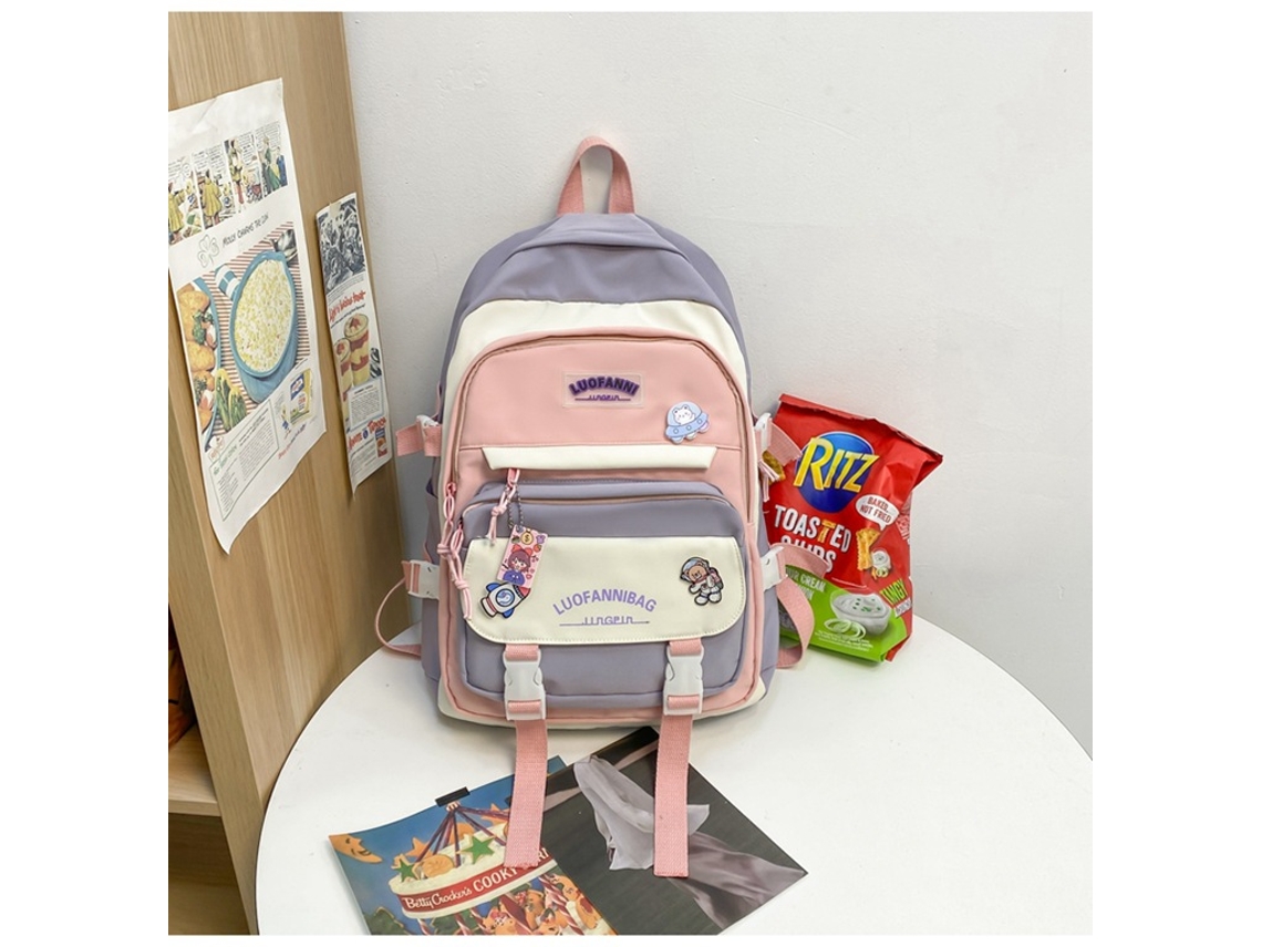Conjunto De Mochila De Volta Às Aulas, Grande Capacidade, Conjunto De Duas Peças, Mochila Roxa + Pingente