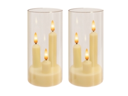 (2 Transparentes) Velas Led 3 Em 1 Com Efeito De Chama Tremeluzente, Luz Eletrônica, Adequadas Para Decoração De Casa.