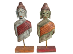 Figura Decorativa DKD Home Decor Buda Ferro Madeira de mangueira Oriental (18 x 9 x 47 cm) (2 Unidades)