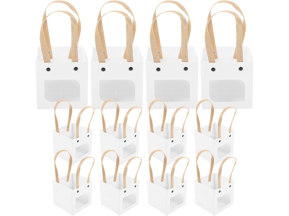 Caixas De Presente De Papelão Branco Com Janela E Alça, Pacote Com 12 Unidades.